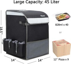 Food Delivery Backpack, Insulated Food Delivery Bag with 6 Cup Holder, Reusab…
