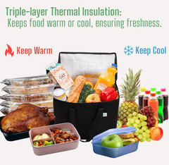 2 Pack Cooler Bags — Insulated for Food Delivery, Collapsible and Reusable Sho..