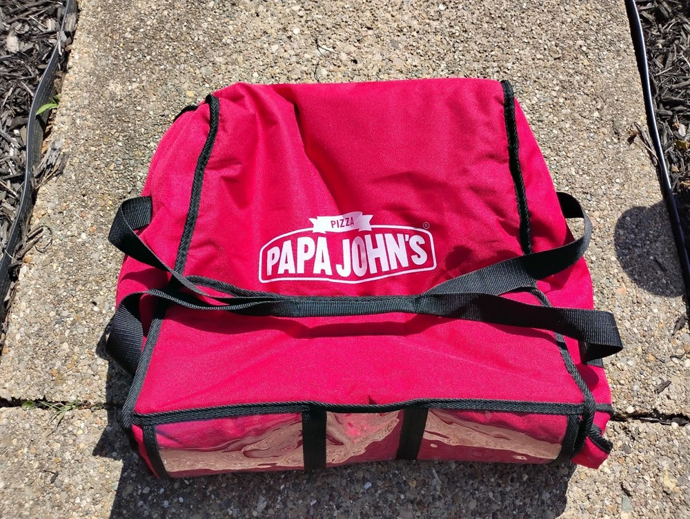 Papa Johns Pizza Insulated Hot Bag Delivery Large Red Carrying Case Tote