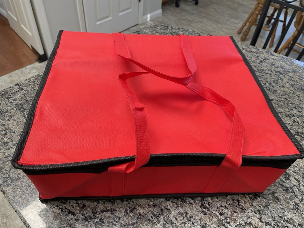 AARP Thermal Insulated HOT/COLD Food Tote Bag 15″ x 17″ x 5 1/2″ NEW Red Zipper
