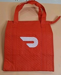 🤩Doordash Insulated Food Delivery Cooler Bag Red Tote Zip Up Top 15x13x9 Inches