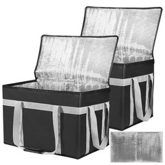 XXXL 2 Pack Insulated Food Delivery Bag with Removable Hard Bottom, Reusable …