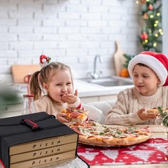 TOGETRUE Pizza Delivery Bag — Insulated 20W x 20D x 6H, Black-red Edge