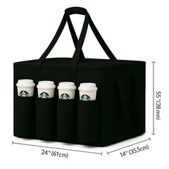 XXL Insulated Food Delivery Bag 22x14x13 Cup Holders 60lb Capacity