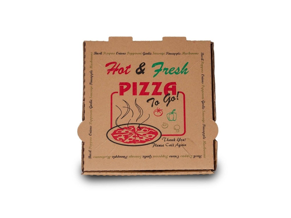 50 Pack Pizza Box 4 Color Print Hot & Fresh Pizza Brown Color (12″ x 12″)
