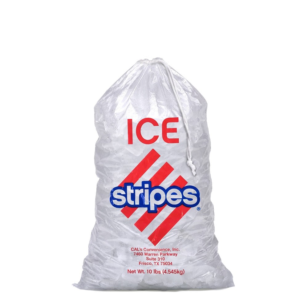 Ice Bags — Drawstring 10 lb — Cal’s Stripes — 500 Bags