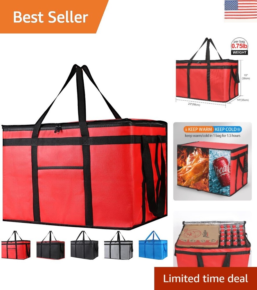 Premium Insulated Food Delivery Bag — 23x15x14 inches, Red, XXX-Large