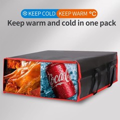 Large Insulated Pizza Warmer Bags — Holds 4 Boxes — Black with Red Edge