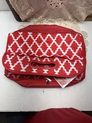 Mayme’s Red And White Insulated 2-tier Tote. Insulates Hot Or Cold Food