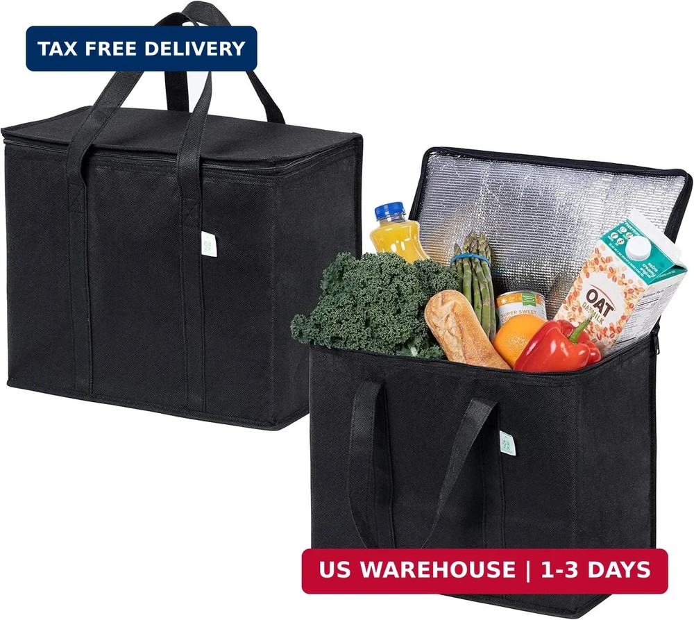 VENO 2 Pack Cooler Bags — Insulated for Food Delivery, Collapsible and Reusable