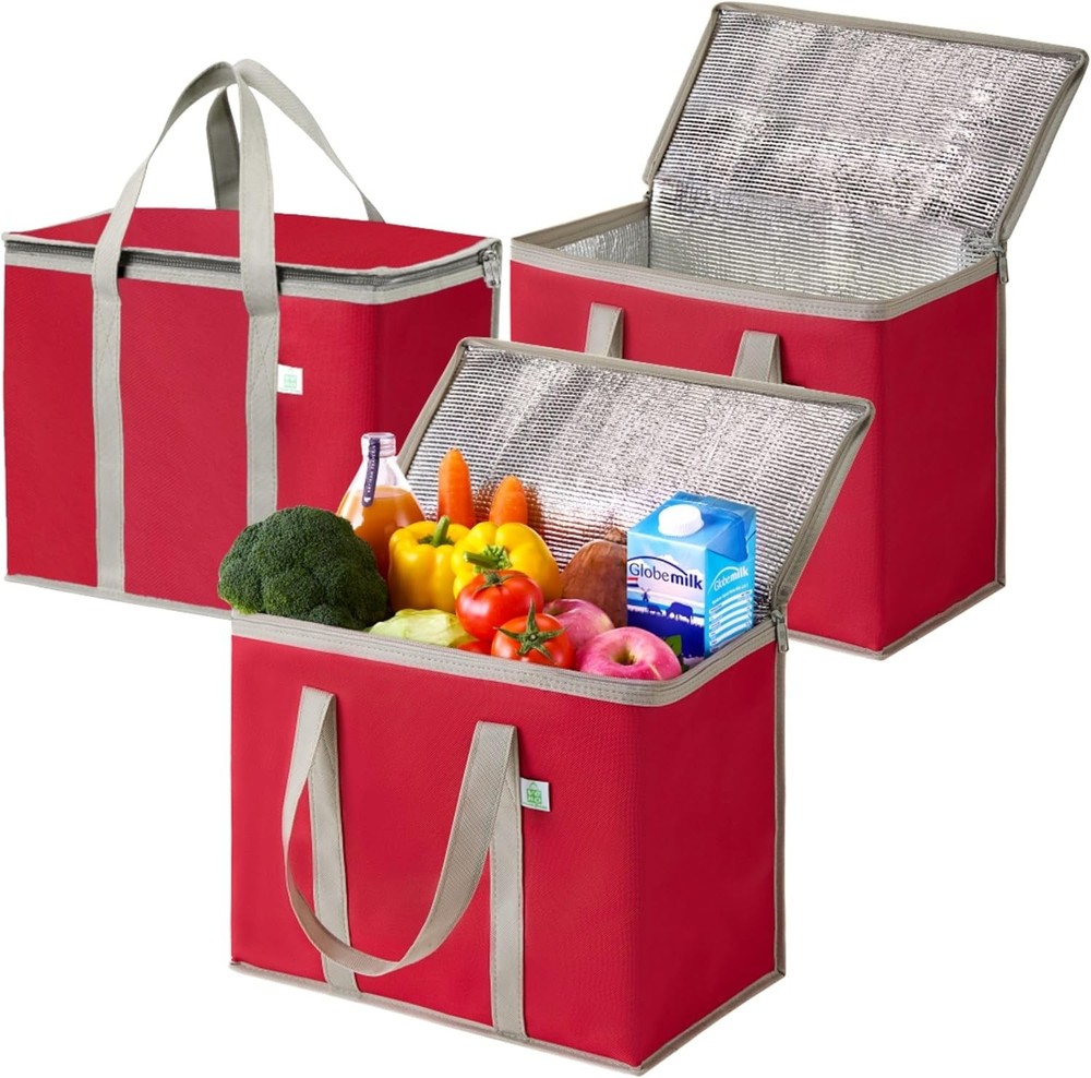 3 Pack Cooler Bag & Insulated Grocery Bags Food Delivery Collapsible Cooler