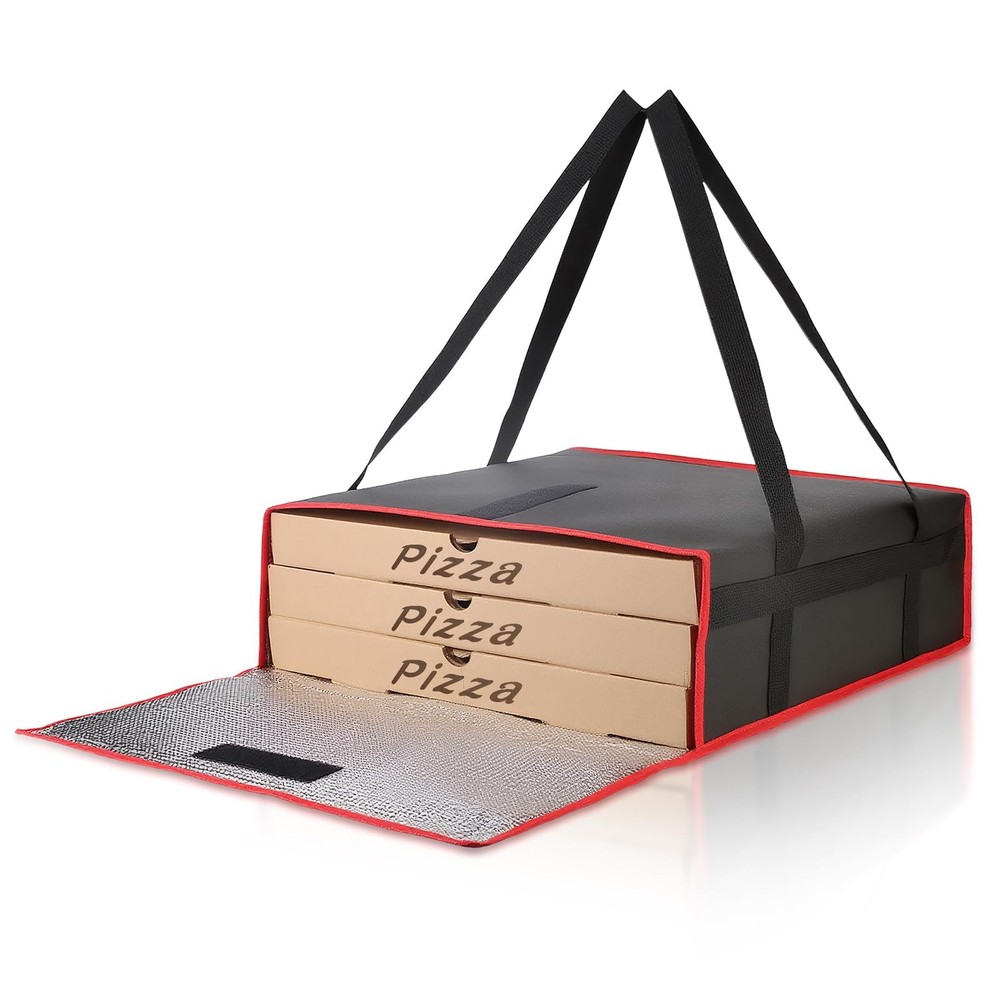 Bodaon Pizza Bags for Delivery, 20″ x x 6″ x x 6″H, Black/Red