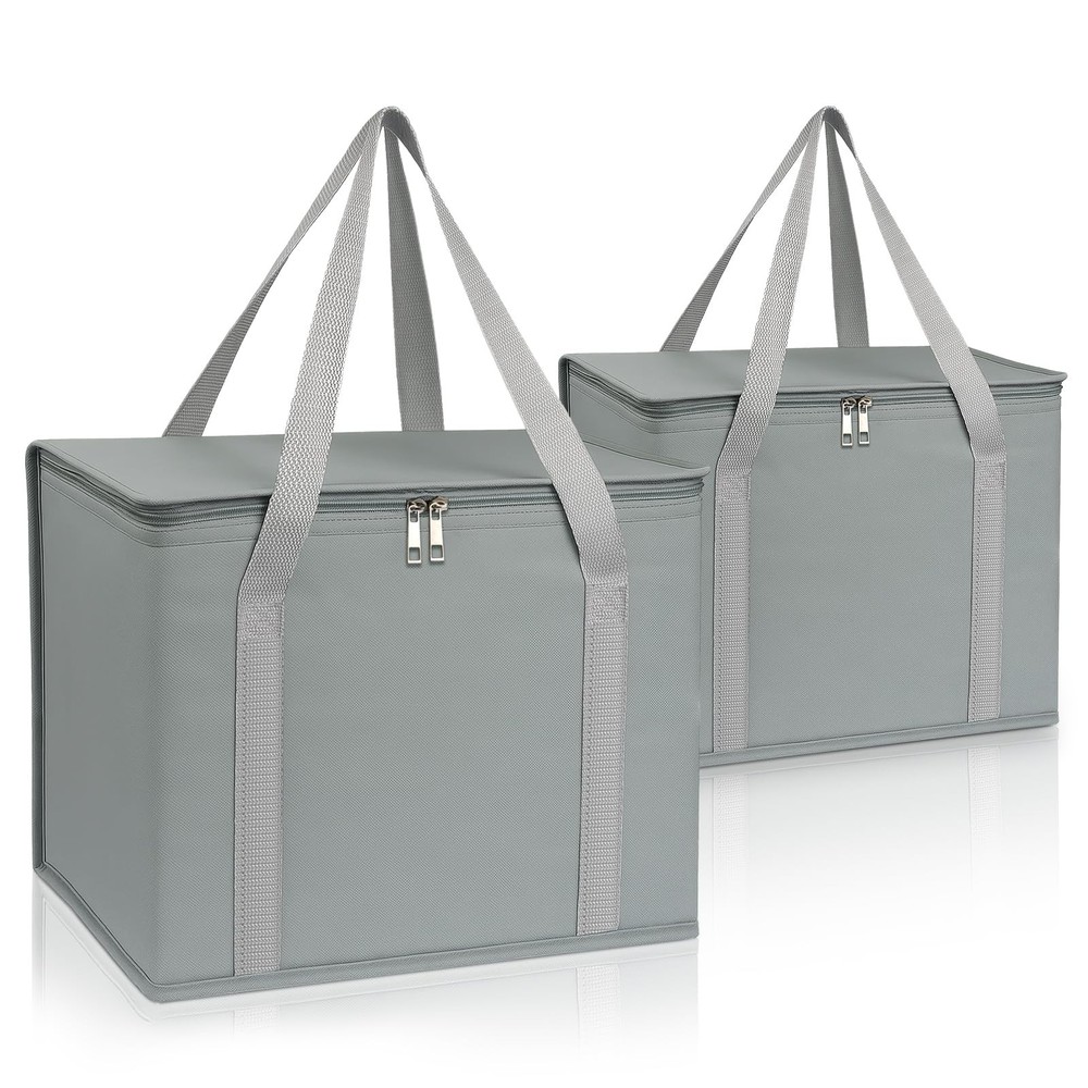 PEASUG 2 Pack Insulated Bags for Food Delivery, XL Pizza X-Large, Grey