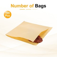 9.84×9.84 Inch Paper Sandwich Bags 100 Pcs Double Side Pastry Bag Light Brown
