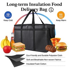 3 Pack Insulated Food Delivery Bags XXXL Pizza Thermal Hot Cold Carrier