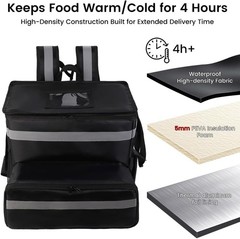 Food Delivery Bag,Large Insulated Backpack for Doordash/Uber Eeats, Expandable C