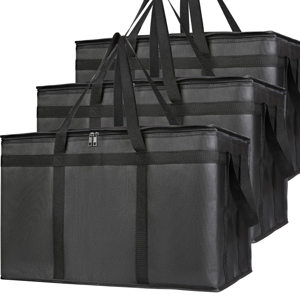 Bodaon 3-Pack Insulated Food Delivery XXX-Large (without Hard Bottom), Black