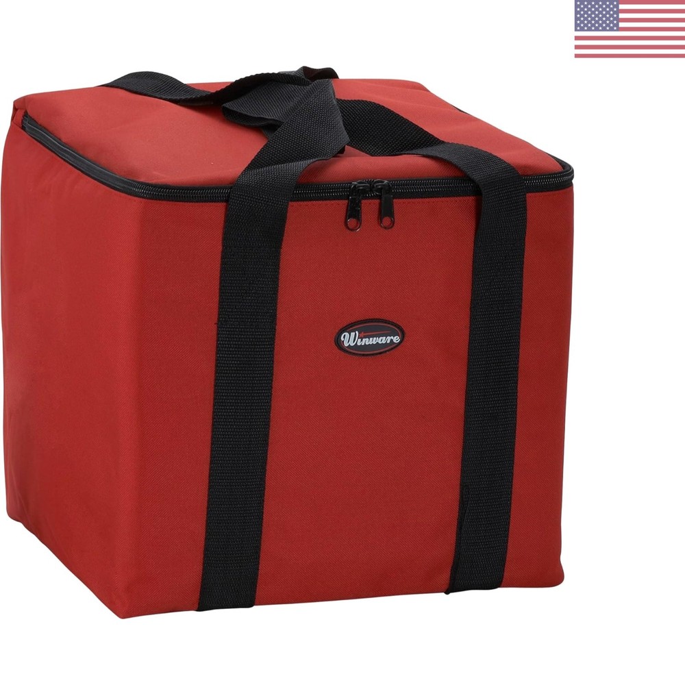 Compact Insulated Food Delivery Bag — 1 Compartments, Red, Perfect for Pizzas