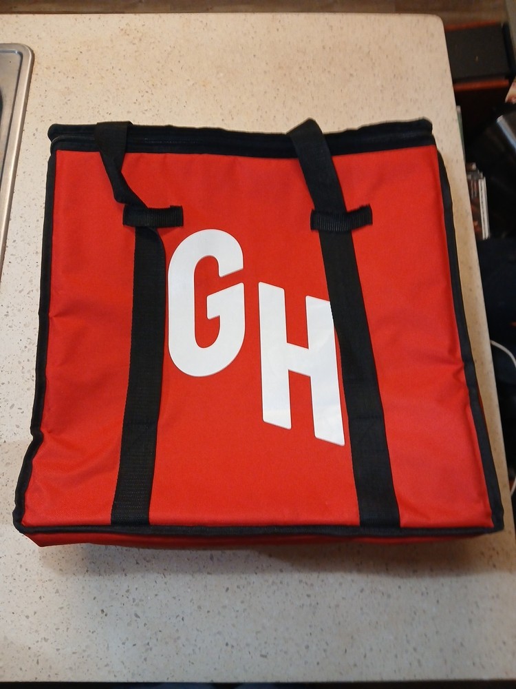Grubhub Official Large 19″x19″x9” Insulated Food Delivery Tote Bag Red
