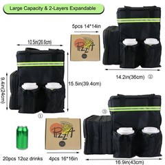 17x17x16 Inch Extra Large Insulated Food Delivery Backpack 4 Pockets Bike