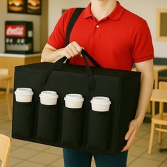 XXL Insulated Food Delivery Bag 22x14x13 Cup Holders 60lb Capacity
