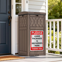 Waterproof 31 Gallon Package Delivery Box with Lift-Out Bag — Dark Brown