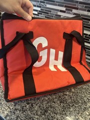 GRUBHUB Official Large 19″x19″x9” Insulated Food Delivery Carrying Tote Bag Red