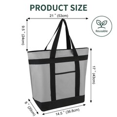 CIVJET 2PK Insulated Grocery Bags, 39L Large Reusable One Size, Grey & Green