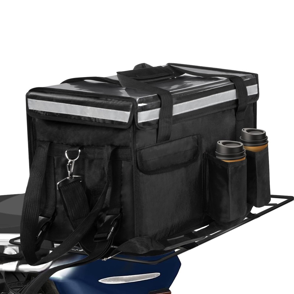 Insulated Bags for Food Delivery with Cup Holder and Fixed Base 17.3″ x 13.5″…