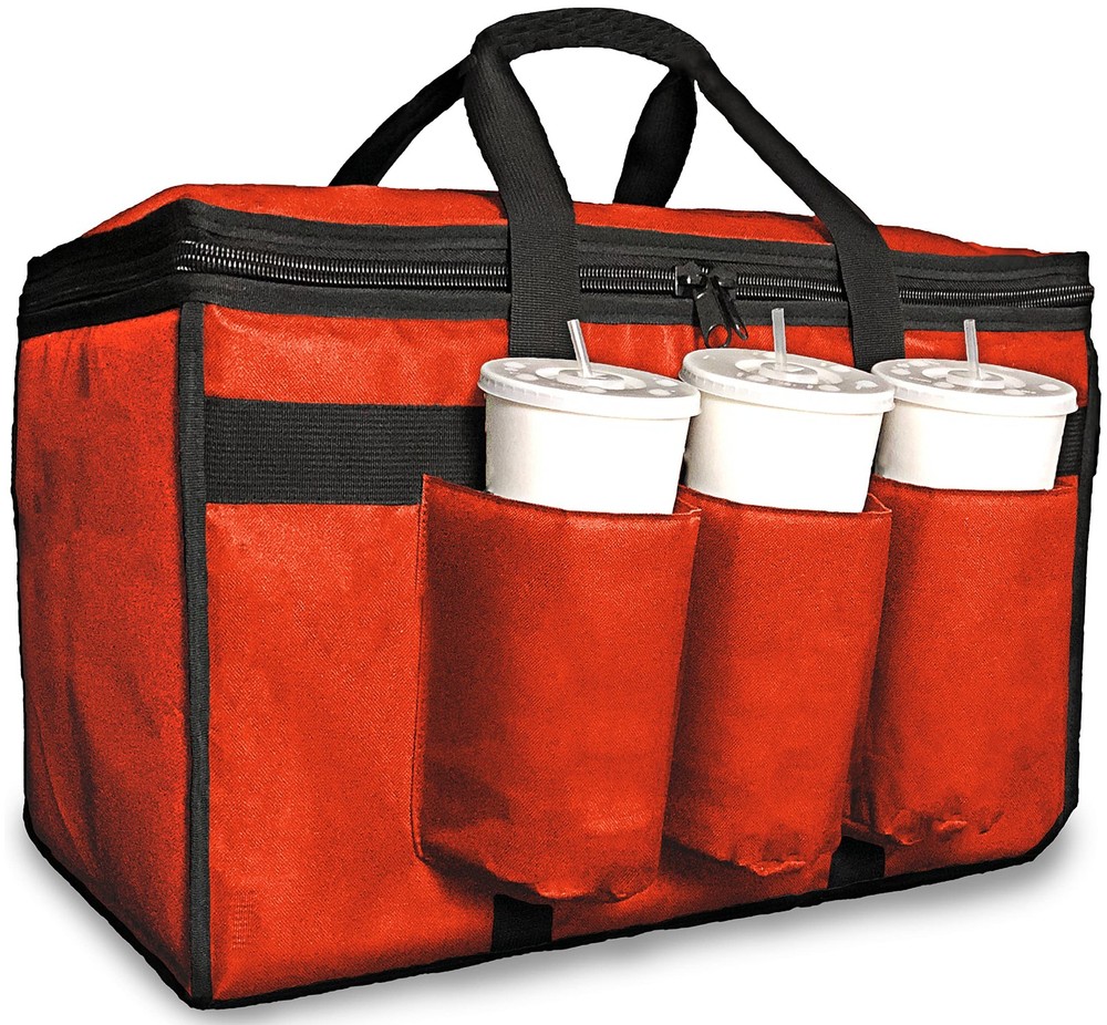 Red XL Pro Insulated Food Delivery Bag Cup Holder For Doordash Uber Catering