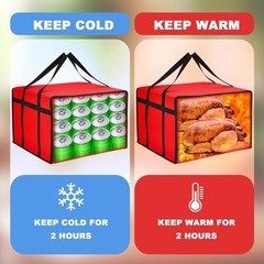 2 Pcs Insulated Pizza Delivery Bag 20 x 20 x 14 Inch Pizza Warmer Bag Carrier…