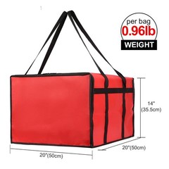 Bodaon Insulated Bag-Pizza Bags 20″ x x 14″, Red Bag with Drink Carrier