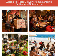 2 Pack 20″ X 18.5″ X 14″ Pizza Delivery Bags with 4 Cup Holder (1 Black & 1 Red)