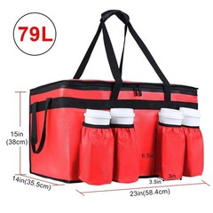 Large Insulated Food Delivery Bag with 4 Cup Holder, Cooler Bag Drink Carrier