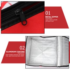 2Pcs Portable Handle Food Bag Thermal Food Bag Zipper Insulated Delivery Pouch