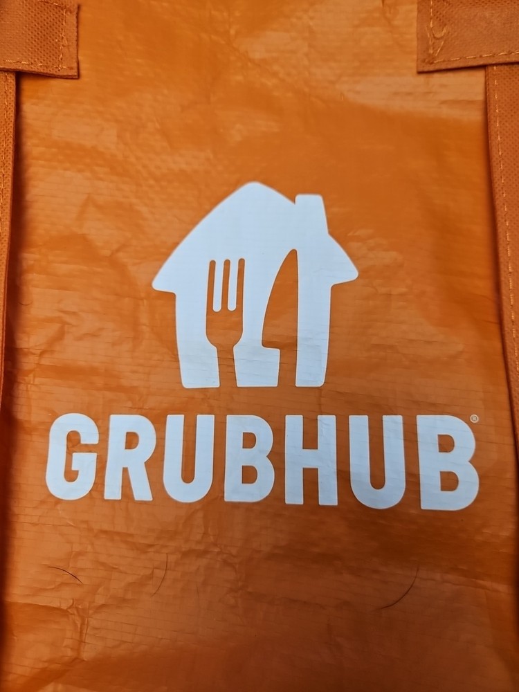 Grubhub Delivery Bag XL Orange Deluxe Insulated Tote Square Block Shape