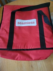 Seamless Driver Hot Thermal Food Delivery Red Black Handled Bag NIP