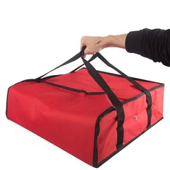 Red Insulated Food Delivery Bag Holds 2 Pizzas 20x20x6 Inch Reusable Carrier