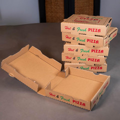 50 Pack Pizza Box 4 Color Print Hot & Fresh Pizza Brown Color (8″ X 8″)