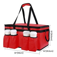 Insulated Food Delivery Bag with 4 Cup Holder for Pizza Beverages