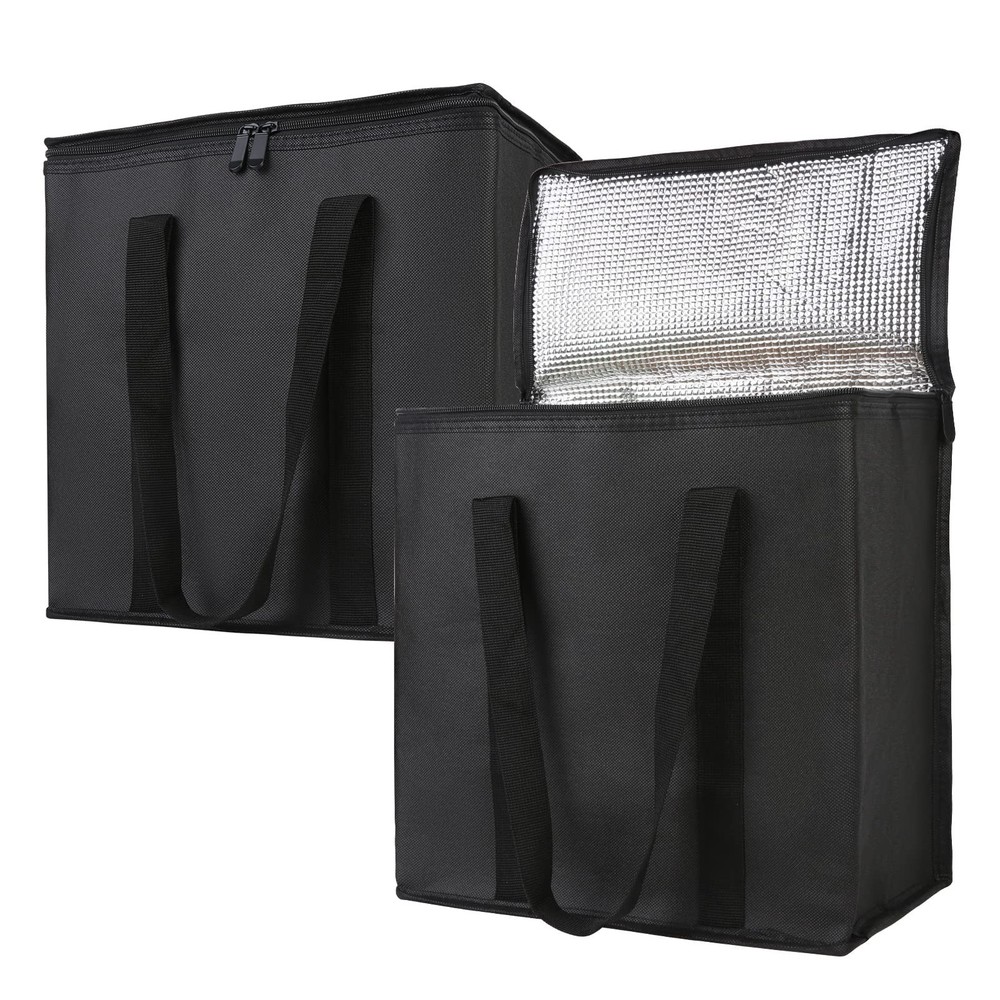 Bodaon 2-Pack Insulated Reusable Grocery Shopping Bags, Picnic Medium, Black