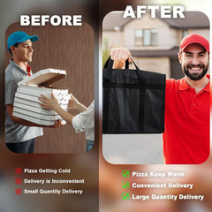 4 Pcs Insulated Pizza Delivery Bag 20 X 20 X 14 Inch Pizza Warmer Bag Carrier Re