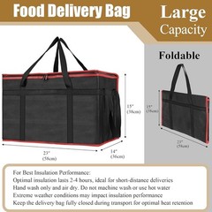 Large Capacity Insulated Food Delivery Bag Foldable Waterproof Travel Cooler New