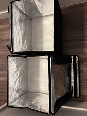 Delivery Bags 2-Pack Large Black Insulated Silver Lined Clear Label Window