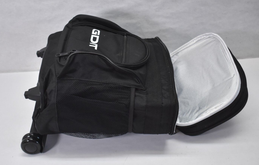 GDIT Insulated Freezer Bag Roller Cart w Adjustable Handle Zippered Pouches