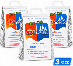 Hot & Cold Insulated Thermal Food Bags 3 Pack Reusable Grocery Delivery Tote