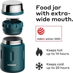 BOBBER 24oz Wide Mouth Insulated Food Jar w/ Spoon & Bowl Stainless Steel