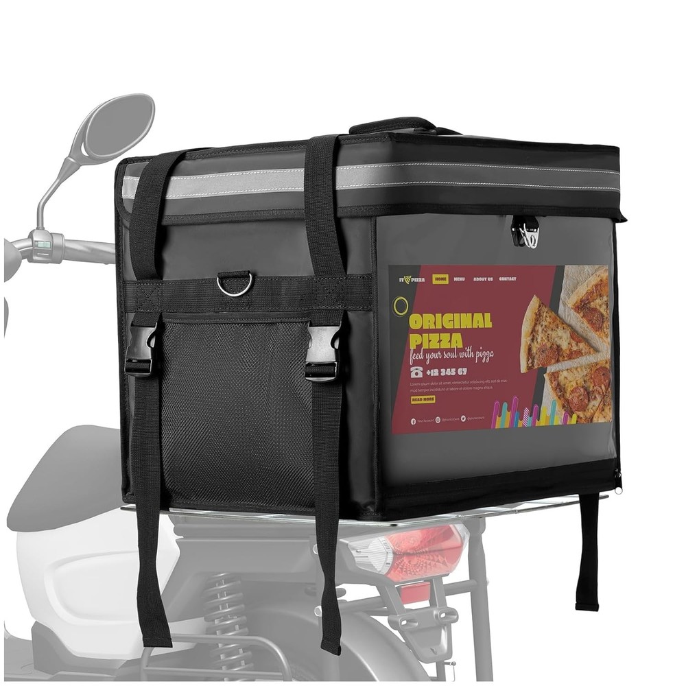 Insulated Food Delivery Bag for E-Bikes/Scooters/Motorcycles, Waterproof Deliver