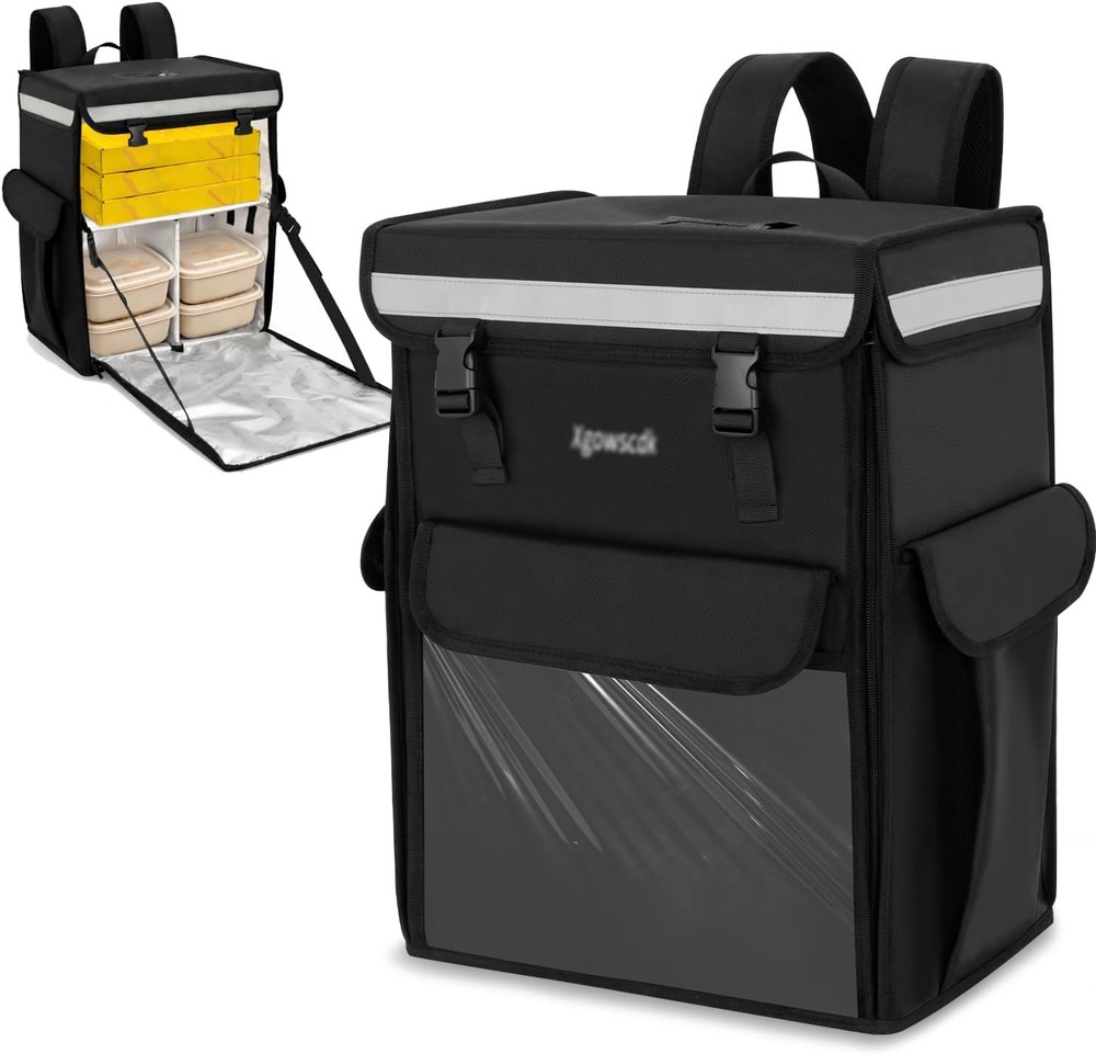 Insulated Food Delivery Backpack with Removable Divider, Heavy Duty Thermal Bag