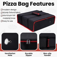 20 x 20 Pizza Delivery Bag — Insulated Pizza Warmer for Hot Food Delivery, Large